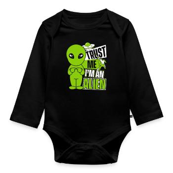 Trust Me I'm An Alien Ufo Conspiracy - Organic Longsleeve Baby Bodysuit - black - Front