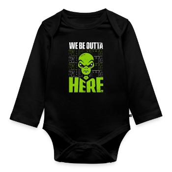 Nous sommes ici Conspiration extraterrestre OVNI - Body Bébé bio manches longues - noir - Devant