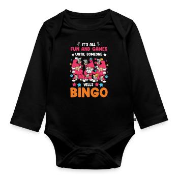 Fun and games at bingo - Organic Longsleeve Baby Bodysuit - black - Front