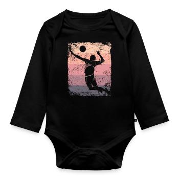 Volleyball Player Retro Beach Volleyball - Organic Longsleeve Baby Bodysuit - black - Front