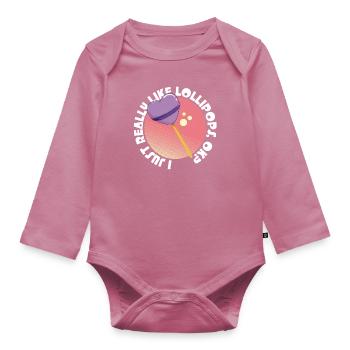 Cadeau de bonbons Lollipop - Body Bébé bio manches longues - mauve - Devant