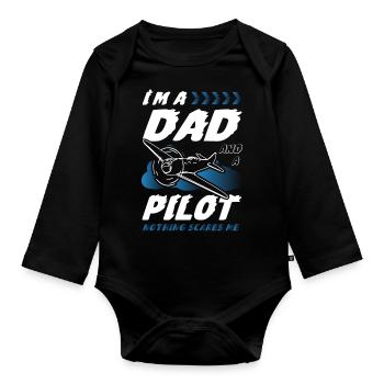 Pilot Dad - Organic Longsleeve Baby Bodysuit - black - Front