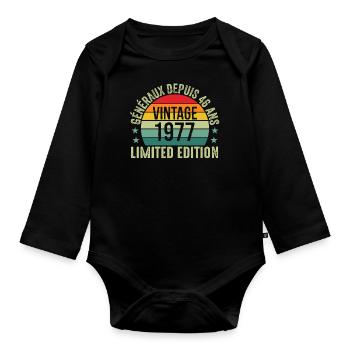 généraux depuis 46 ans, 46e anniversaire Original - Body Bébé bio manches longues - noir - Devant
