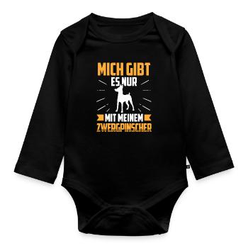 Nur mit meinem Zwergpinscher Pinscher - Baby Bio-Langarm-Body - Schwarz - Vorne