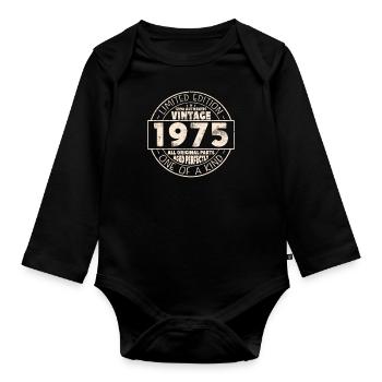 Millésime 1975 Cadeau, 48/49 Années - Body Bébé bio manches longues - noir - Devant