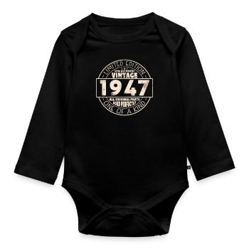 Vintage 1947 Cadeau d’anniversaire - Body Bébé bio manches longues - noir - Devant