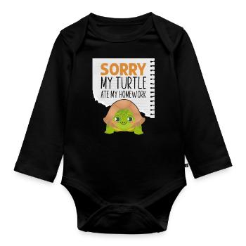 Sea Turtle Tortoise Sorry My - Organic Longsleeve Baby Bodysuit - black - Front