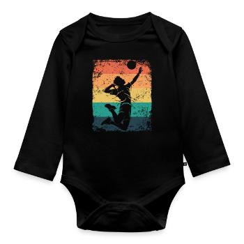 Volleyball Player Retro Beach Volleyball - Organic Longsleeve Baby Bodysuit - black - Front