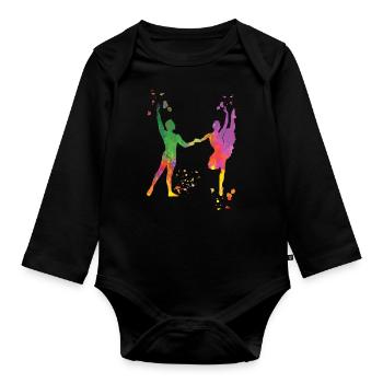 Ballet Danse Couple Femme Ballerine - Body Bébé bio manches longues - noir - Devant