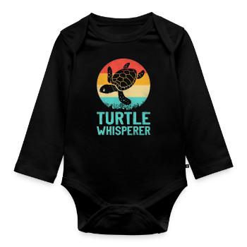 Sea Turtle Tortoise Retro Vintage - Body Bébé bio manches longues - noir - Devant