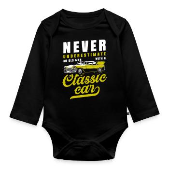 Auto Vintage Classic - Baby Bio-Langarm-Body - Schwarz - Vorne