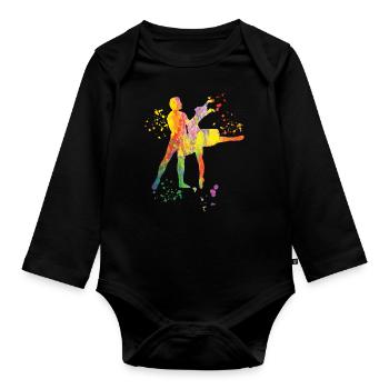 Ballet Danse Couple Femme Ballerine - Body Bébé bio manches longues - noir - Devant
