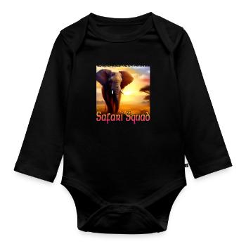 Elephant in Africa - Safari Squad - Organic Longsleeve Baby Bodysuit - black - Front