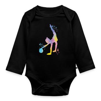 Gymnast with ball rhythmic gymnastics - Organic Longsleeve Baby Bodysuit - black - Front