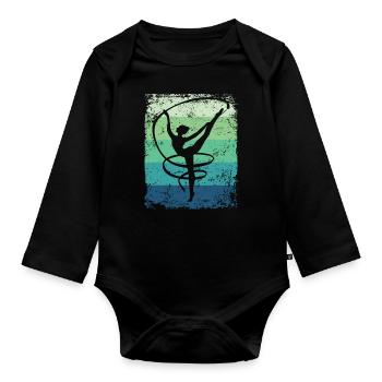 Gymnaste Gymnaste Gymnastique Rythmique Rétro - Body Bébé bio manches longues - noir - Devant
