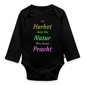 Herbst Herbstlich Natur Umwelt - Baby Bio-Langarm-Body - Schwarz - Vorne
