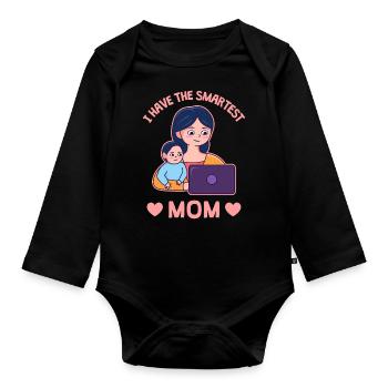 Muttertag Stolzes Design - Baby Bio-Langarm-Body - Schwarz - Vorne