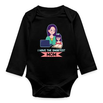 Mother's Day Daughter Design - Organic Longsleeve Baby Bodysuit - black - Front