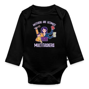 Muttertag Multitasking Arbeit Design - Baby Bio-Langarm-Body - Schwarz - Vorne