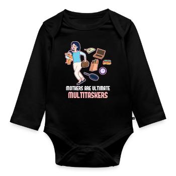 Muttertag Multitasker Design - Baby Bio-Langarm-Body - Schwarz - Vorne