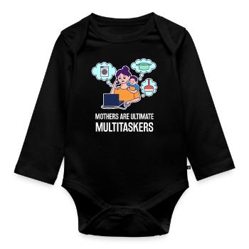 Multitasking-Design zum Muttertag - Baby Bio-Langarm-Body - Schwarz - Vorne