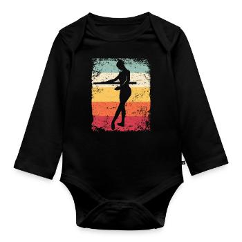 Ballet Danseuse Vintage Femme Ballerine - Body Bébé bio manches longues - noir - Devant
