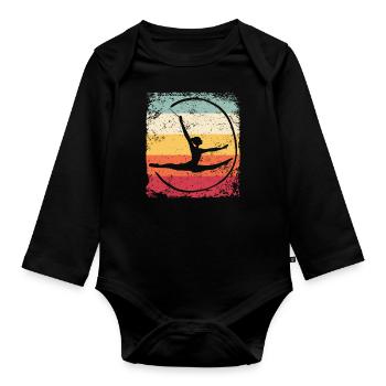 Gymnaste Gymnaste Gymnastique Rythmique Rétro - Body Bébé bio manches longues - noir - Devant