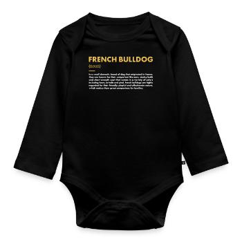 Définition du bouledogue français - Body Bébé bio manches longues - noir - Devant