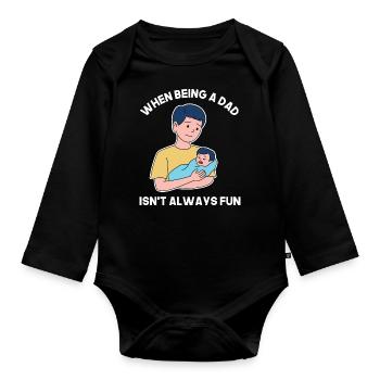 Father's Day strong design - Organic Longsleeve Baby Bodysuit - black - Front