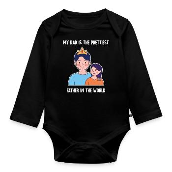 Vatertag Mädchen Design - Baby Bio-Langarm-Body - Schwarz - Vorne