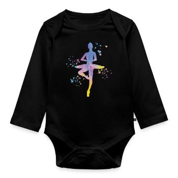 Ballet Dancer Colorsplash Ballerina - Organic Longsleeve Baby Bodysuit - black - Front