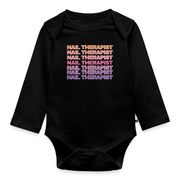 Thérapeute des ongles Drôle Nail Art Nail Tech - Body Bébé bio manches longues - noir - Devant