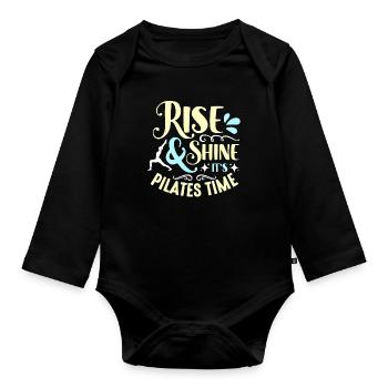 Pilates Rise And Shine It's Pilates Time Reformer - Baby Bio-Langarm-Body - Schwarz - Vorne