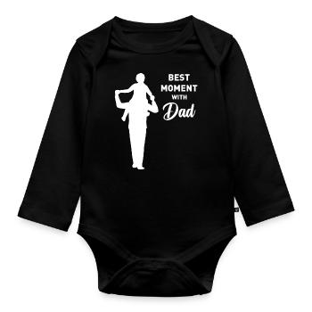 Vatertags-Spaß-Design - Baby Bio-Langarm-Body - Schwarz - Vorne