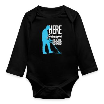 Funny Probing Metal Detector Detector - Organic Longsleeve Baby Bodysuit - black - Front