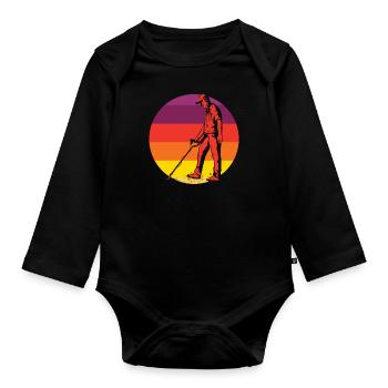 Funny Probing Metal Detector Detector - Organic Longsleeve Baby Bodysuit - black - Front