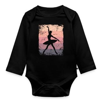 Ballet Danseuse Vintage Femme Ballerine - Body Bébé bio manches longues - noir - Devant