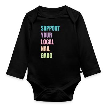 Unterstützen Sie Ihren Lokalen Nail Gang Nail Tech - Baby Bio-Langarm-Body - Schwarz - Vorne