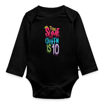 Girl Age 10 Year Old Kid Slime Lover Slime Art - Organic Longsleeve Baby Bodysuit - black - Front