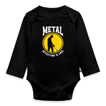 Funny Probing Metal Detector Detector - Organic Longsleeve Baby Bodysuit - black - Front
