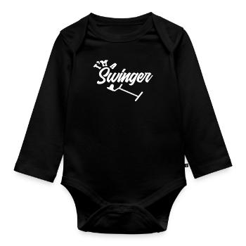 Funny Probing Metal Detector Detector - Organic Longsleeve Baby Bodysuit - black - Front