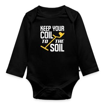 Funny Probing Metal Detector Detector - Organic Longsleeve Baby Bodysuit - black - Front