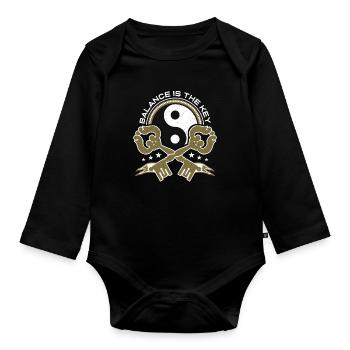 L’équilibre du Qigong est la clé du Tai Chi des Arts Martiaux - Body Bébé bio manches longues - noir - Devant