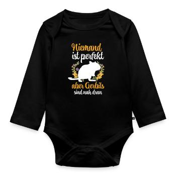 Rennmaus ist nicht perfekt Rennratte Gerbil - Baby Bio-Langarm-Body - Schwarz - Vorne