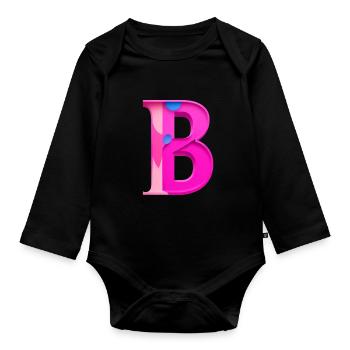 B - Organic Longsleeve Baby Bodysuit - black - Front
