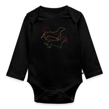 Hunderasse Dackel für Hundeliebhaber - Baby Bio-Langarm-Body - Schwarz - Vorne