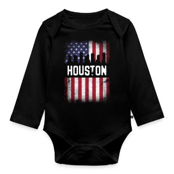Conception du drapeau de Houston USA pour les fiers résidents de Houston - Body Bébé bio manches longues - noir - Devant