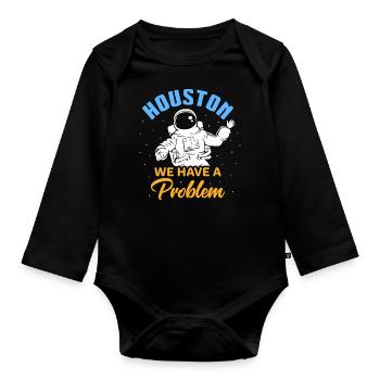 Astronaut in Houston design for proud Houston residents - Organic Longsleeve Baby Bodysuit - black - Front