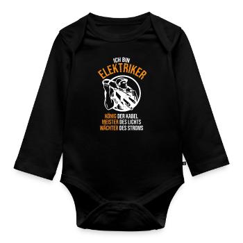 Elektriker / Elektroniker - Meister des Lichts - Baby Bio-Langarm-Body - Schwarz - Vorne