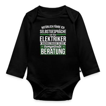 Elektriker / Elektroniker - kompetente Beratung - Baby Bio-Langarm-Body - Schwarz - Vorne